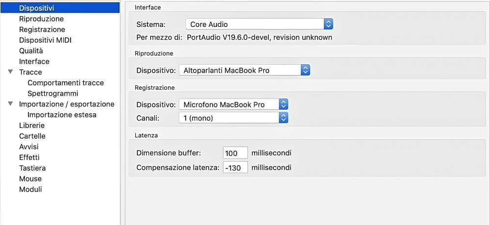 Come usare Audacity per registrare_Preferenze