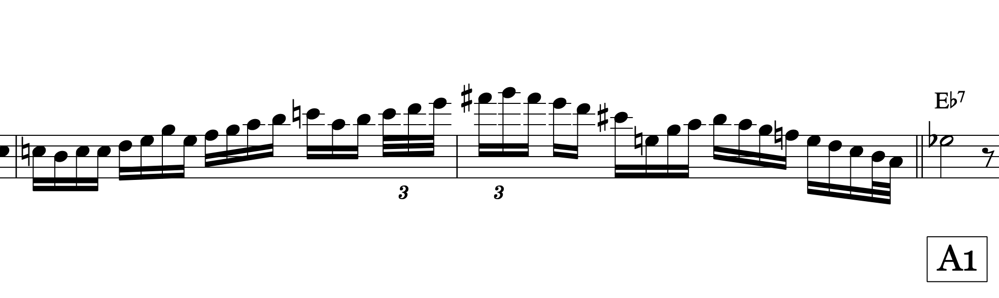 Charlie Parker - A night in tunisia break, seconda misura. Guitarprof.it