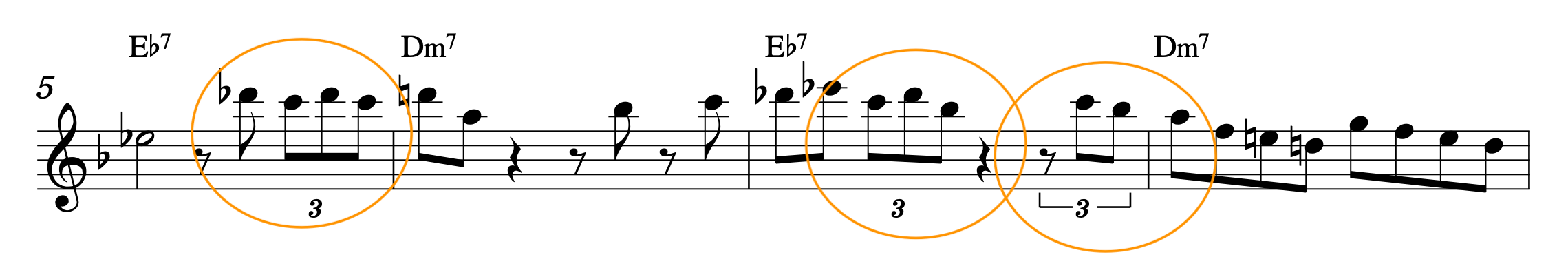 Analisi dello stile bebop di Charlie Parker, uso di terzine